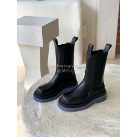 Bottega Veneta Autumn Winter New Thick Sole Black Leather Boots For Women