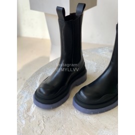 Bottega Veneta Autumn Winter New Thick Sole Black Leather Boots For Women