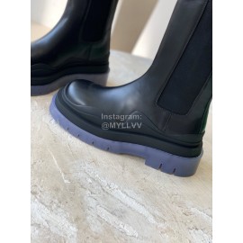 Bottega Veneta Autumn Winter New Thick Sole Black Leather Boots For Women