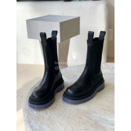 Bottega Veneta Autumn Winter New Thick Sole Black Leather Boots For Women