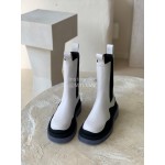 Bottega Veneta Autumn Winter New Thick Sole Leather Boots For Women White