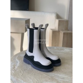 Bottega Veneta Autumn Winter New Thick Sole Leather Boots For Women White