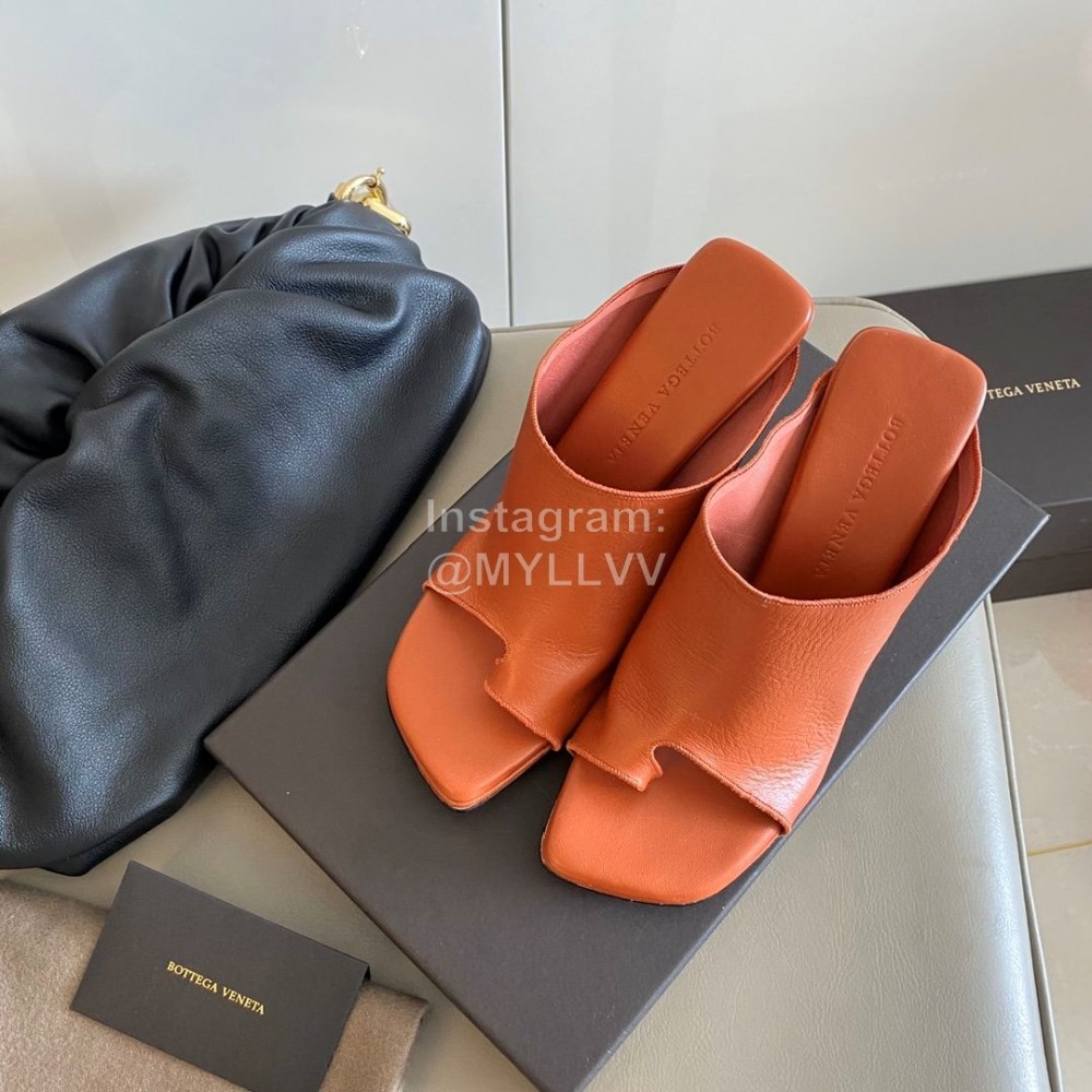 Bottega Veneta Spring New Sheepskin Retro High Heel Clip Toe Slippers Orange