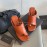 Bottega Veneta Spring New Sheepskin Retro High Heel Clip Toe Slippers Orange