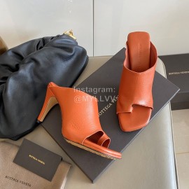 Bottega Veneta Spring New Sheepskin Retro High Heel Clip Toe Slippers Orange