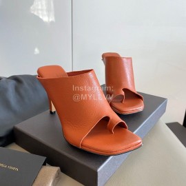 Bottega Veneta Spring New Sheepskin Retro High Heel Clip Toe Slippers Orange