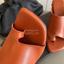 Bottega Veneta Spring New Sheepskin Retro High Heel Clip Toe Slippers Orange