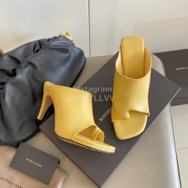 Bottega Veneta Spring New Sheepskin Retro High Heel Clip Toe Slippers Yellow