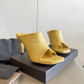 Bottega Veneta Spring New Sheepskin Retro High Heel Clip Toe Slippers Yellow