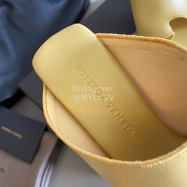 Bottega Veneta Spring New Sheepskin Retro High Heel Clip Toe Slippers Yellow