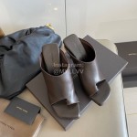 Bottega Veneta Spring New Sheepskin Retro High Heel Clip Toe Slippers Coffee