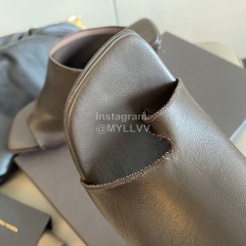 Bottega Veneta Spring New Sheepskin Retro High Heel Clip Toe Slippers Coffee