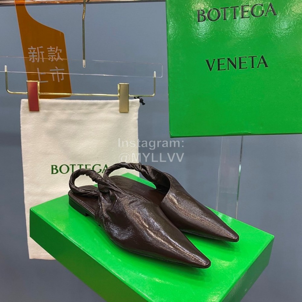 Bottega Veneta Autumn New Soft Sheepskin Flat Heel Sandals Brown