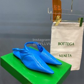 Bottega Veneta Autumn New Soft Sheepskin Flat Heel Sandals Blue