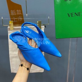 Bottega Veneta Autumn New Soft Sheepskin Flat Heel Sandals Blue