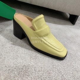 Bottega Veneta Spring Summer Square Head Alligator High Heel Sandals Yellow 