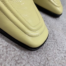 Bottega Veneta Spring Summer Square Head Alligator High Heel Sandals Yellow 