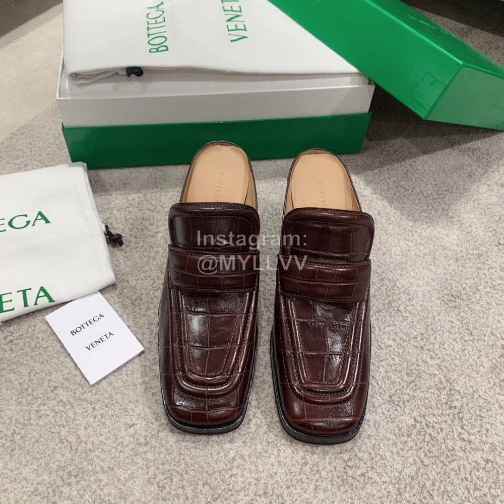 Bottega Veneta Spring Summer Square Head Alligator High Heel Sandals Brown