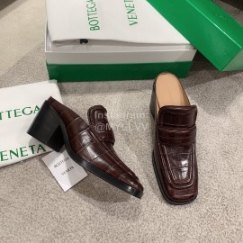 Bottega Veneta Spring Summer Square Head Alligator High Heel Sandals Brown