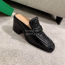 Bottega Veneta Spring Summer Square Head Alligator High Heel Sandals Black