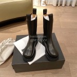 Bottega Veneta Classic Calf Leather Locomotive Boots For Women Black