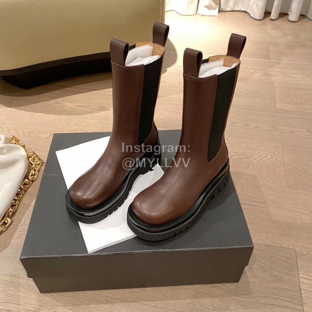 Bottega Veneta Classic Calf Leather Locomotive Boots For Women Brown