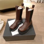 Bottega Veneta Classic Calf Leather Locomotive Boots For Women Brown