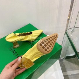 Bottega Veneta Spring Soft Sheepskin Pointed High Heels For Women Yellow