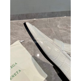 Bottega Veneta Spring White Crocodile Cattle Leather Shoes For Women