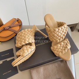 Bottega Veneta Spring New Plaid Woven High Heel Slippers For Women Brown