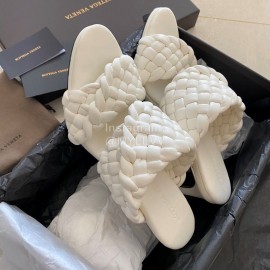 Bottega Veneta Spring New Plaid Woven High Heel Slippers For Women White