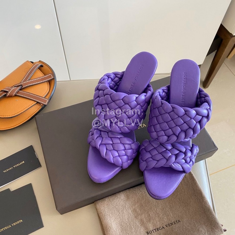 Bottega Veneta Spring New Plaid Woven High Heel Slippers For Women Purple