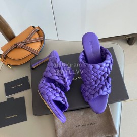 Bottega Veneta Spring New Plaid Woven High Heel Slippers For Women Purple