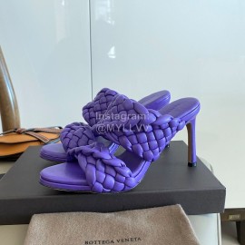 Bottega Veneta Spring New Plaid Woven High Heel Slippers For Women Purple
