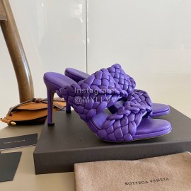 Bottega Veneta Spring New Plaid Woven High Heel Slippers For Women Purple
