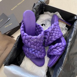 Bottega Veneta Spring New Plaid Woven High Heel Slippers For Women Purple