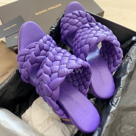 Bottega Veneta Spring New Plaid Woven High Heel Slippers For Women Purple