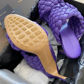 Bottega Veneta Spring New Plaid Woven High Heel Slippers For Women Purple