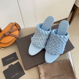 Bottega Veneta Spring New Plaid Woven High Heel Slippers For Women Blue