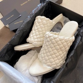 Bottega Veneta Spring New Plaid Woven High Heel Slippers For Women Beige