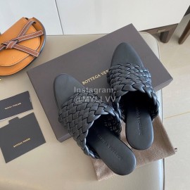 Bottega Veneta Spring New Plaid Woven High Heel Slippers For Women Black