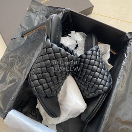 Bottega Veneta Spring New Plaid Woven High Heel Slippers For Women Black