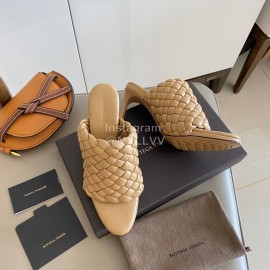 Bottega Veneta Spring New Plaid Woven Brown High Heel Slippers For Women 