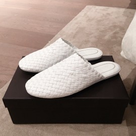 Bottega Veneta Spring New Woven Flat Heel Sandals For Women White