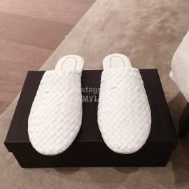 Bottega Veneta Spring New Woven Flat Heel Sandals For Women White