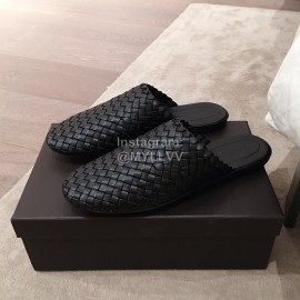 Bottega Veneta Spring New Woven Flat Heel Sandals For Women Black