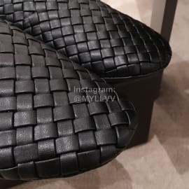 Bottega Veneta Spring New Woven Flat Heel Sandals For Women Black