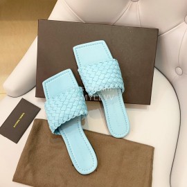 Bottega Veneta Spring Woven Square Head Slippers For Women Blue
