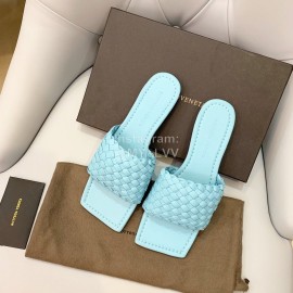 Bottega Veneta Spring Woven Square Head Slippers For Women Blue