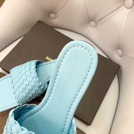 Bottega Veneta Spring Woven Square Head Slippers For Women Blue